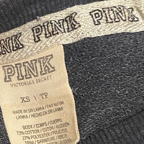 Victoria’s Secret PINK Spirit Jersey Gray and White Sweatshirt Hoodie Size XS - Picture 3 of 3